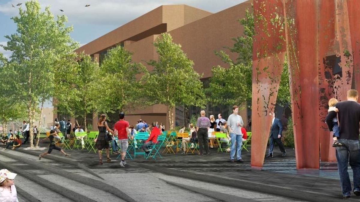 A rendering of what the front of Boise City Hall will look like from the southwest after an overhaul to the plaza in front of the building is done.