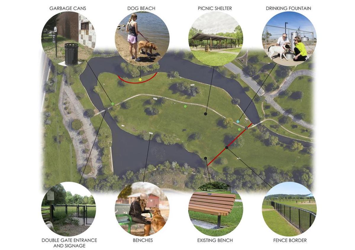 A map of the planned dog park in Ann Morrison Park.