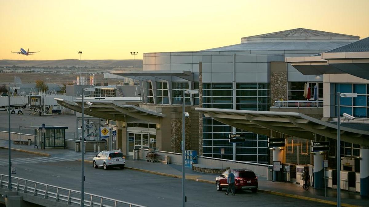 A plane takes off from the Boise Airport early on Sept. 28, 2016