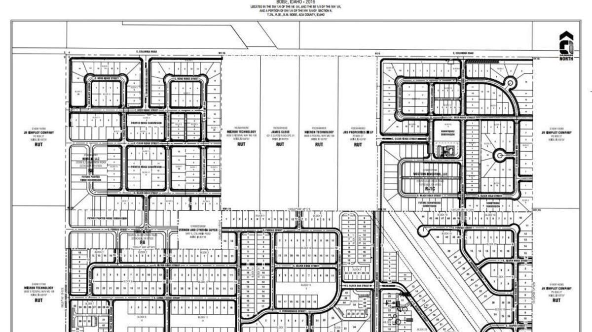 The preliminary plat for Rush Valley, a large residential project that developer Jim Conger wanted Boise to annex into city limits.