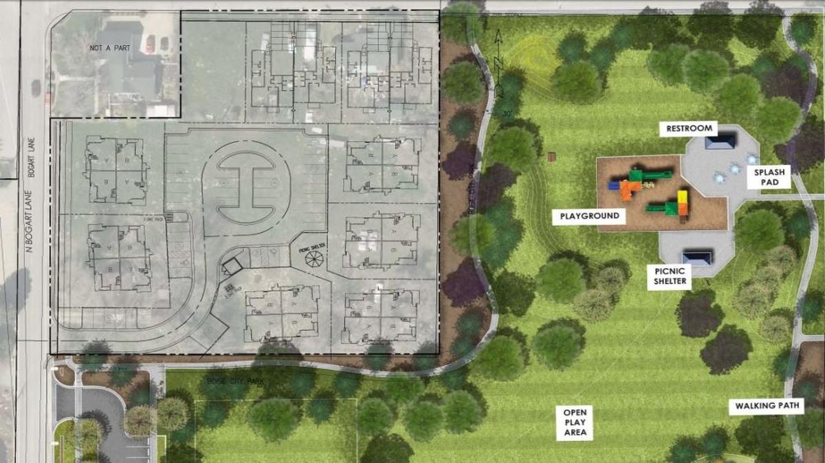 If built according to the latest plan, this apartment project will include two sidewalks accessing Magnolia Park.