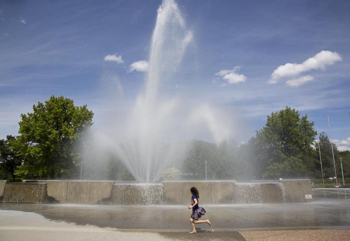 Charlotte Bolin, 7, makes the rounds at Ann Morrison Park in Boise.