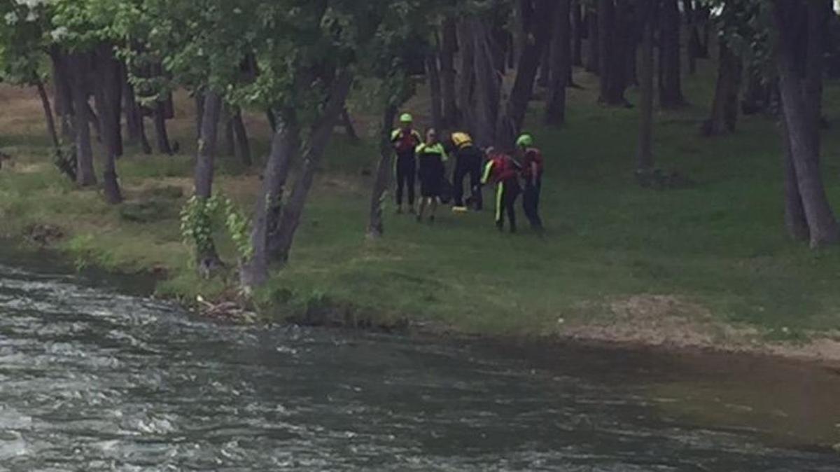 Emergency responders converged on the Boise River in Eagle Wednesday evening to rescue three people from the water.
