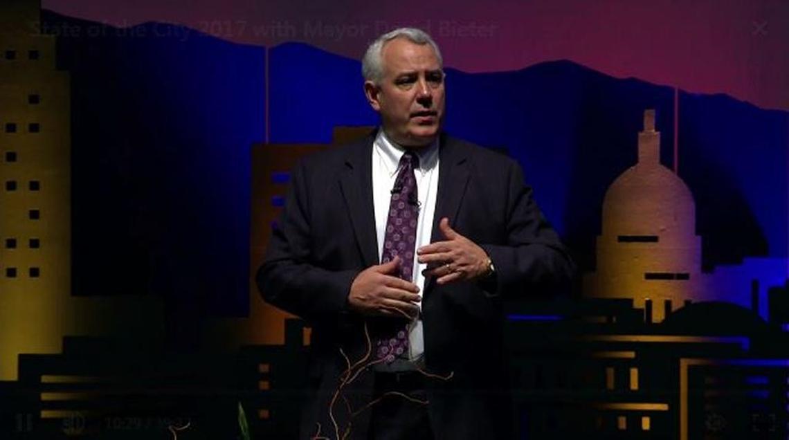 Mayor David Bieter during his 2017 State of the City Wednesday.