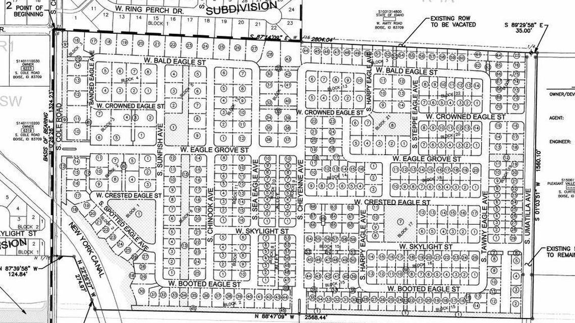 A map of Kirsten Subdivision, the first phase of Syringa Valley, a 2,000-home project CBH Homes has proposed building in Southwest Boise.