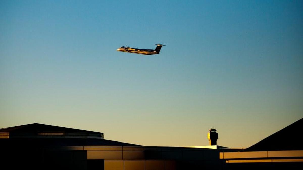 A plane takes off from Boise Airport in the early morning hours of Wednesday September 28, 2016.