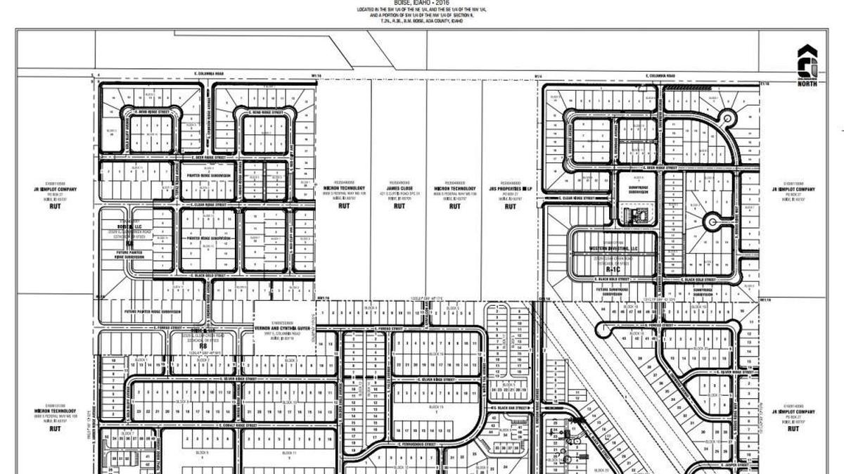 The preliminary plat for Rush Valley, a large residential project that developer Jim Conger wants Boise to annex into city limits.