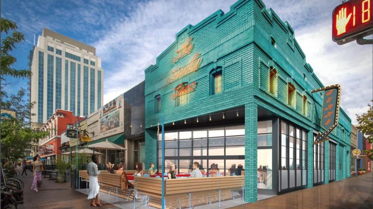 A rendering of what the outside of The Funky Taco’s Downtown Boise restaurant would look like.
