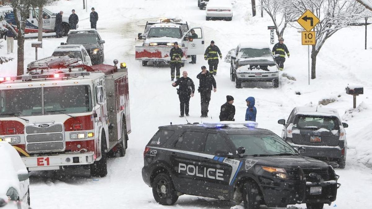 Boise Police closed East Shenandoah Drive at Locust Street in east Boise on Monday morning because of extremely slick roads.