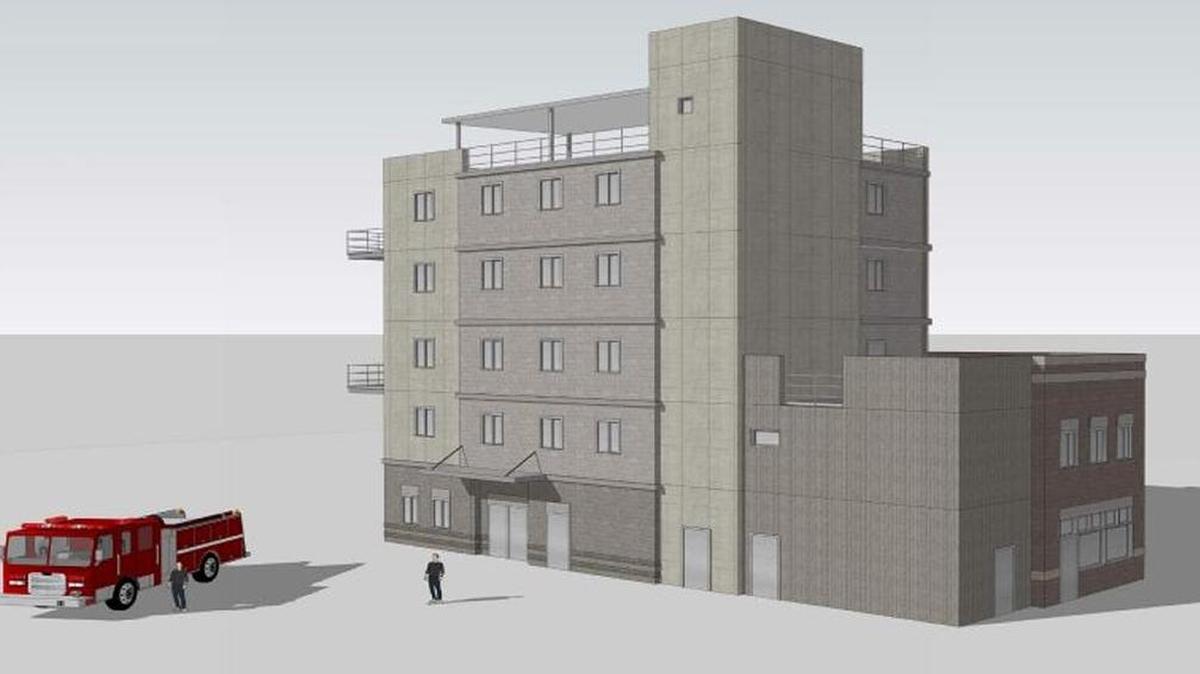 An early representation of what the Boise Fire Department’s new commercial training tower, one component of a larger $11.5-million firefighter training complex, could look like.