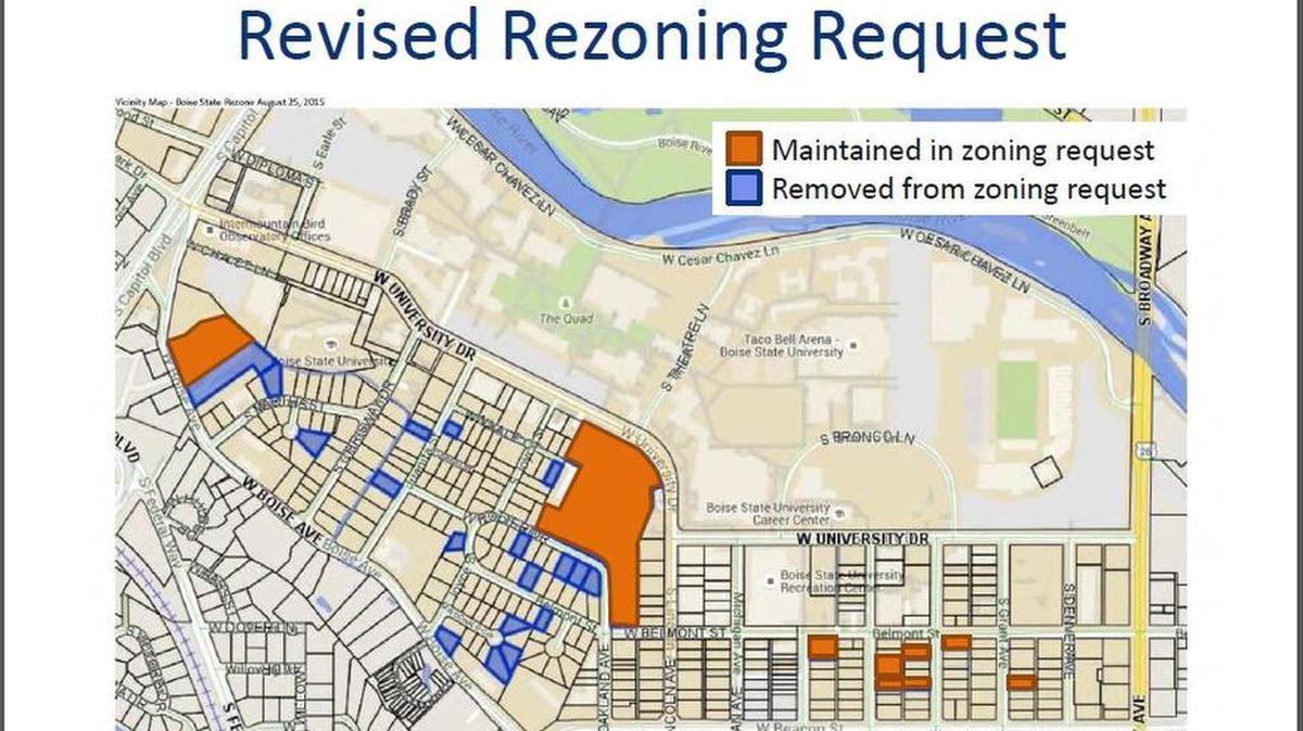 Boise State University’s revised rezoning request.