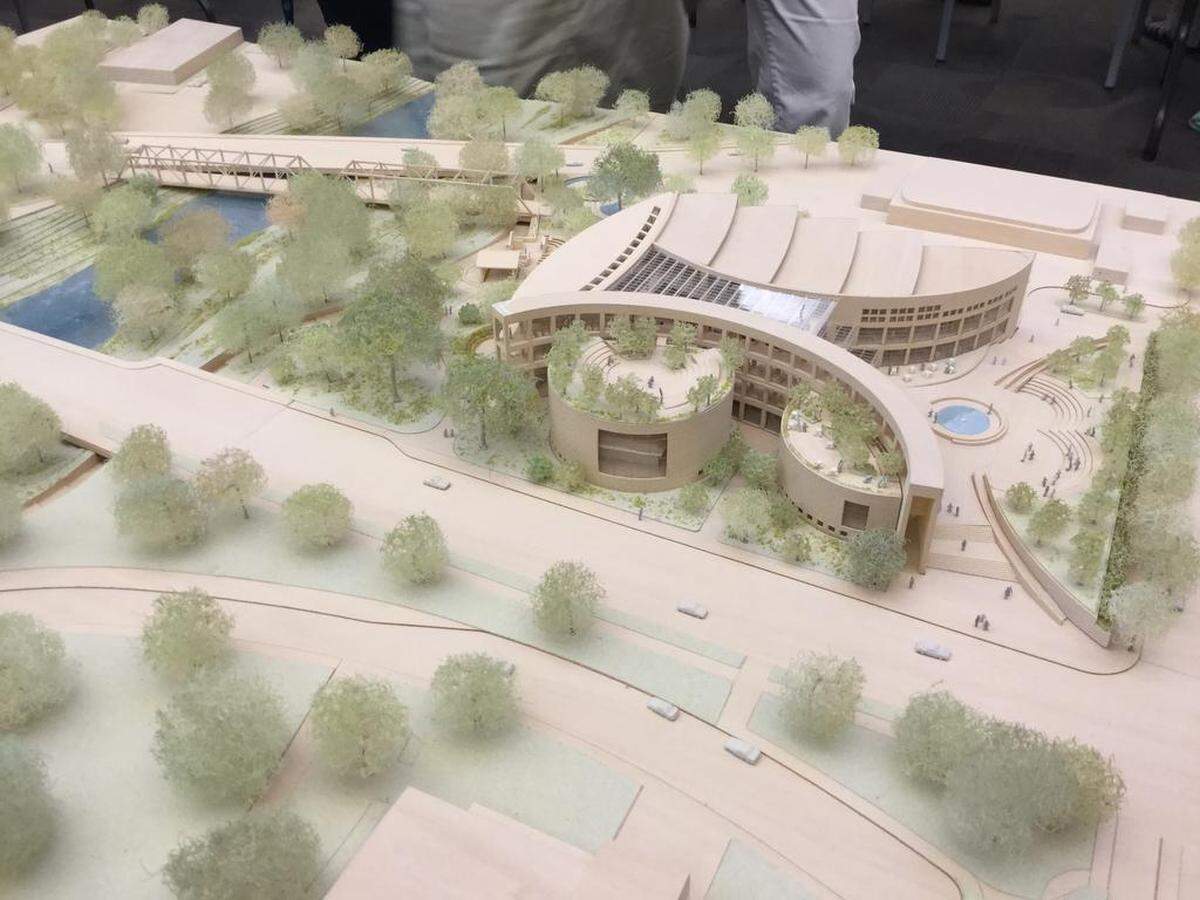 This three-dimensional model of Boise's proposed new main library sat in City Hall for a couple of hours Tuesday as city staffers and project architects briefed Mayor David Bieter and the City Council on the project.
