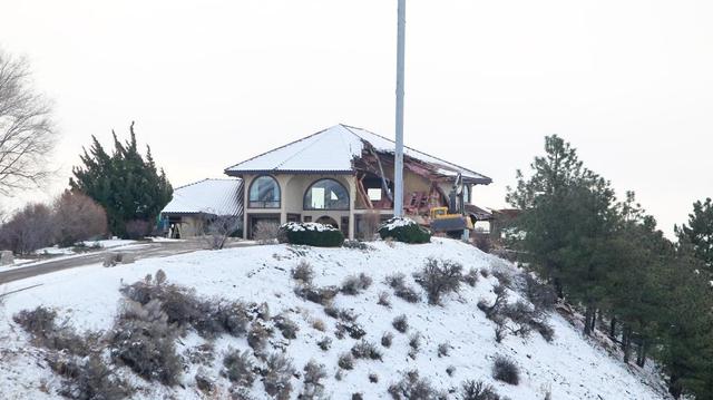 Demolition on the Simplot Mansion began Monday.