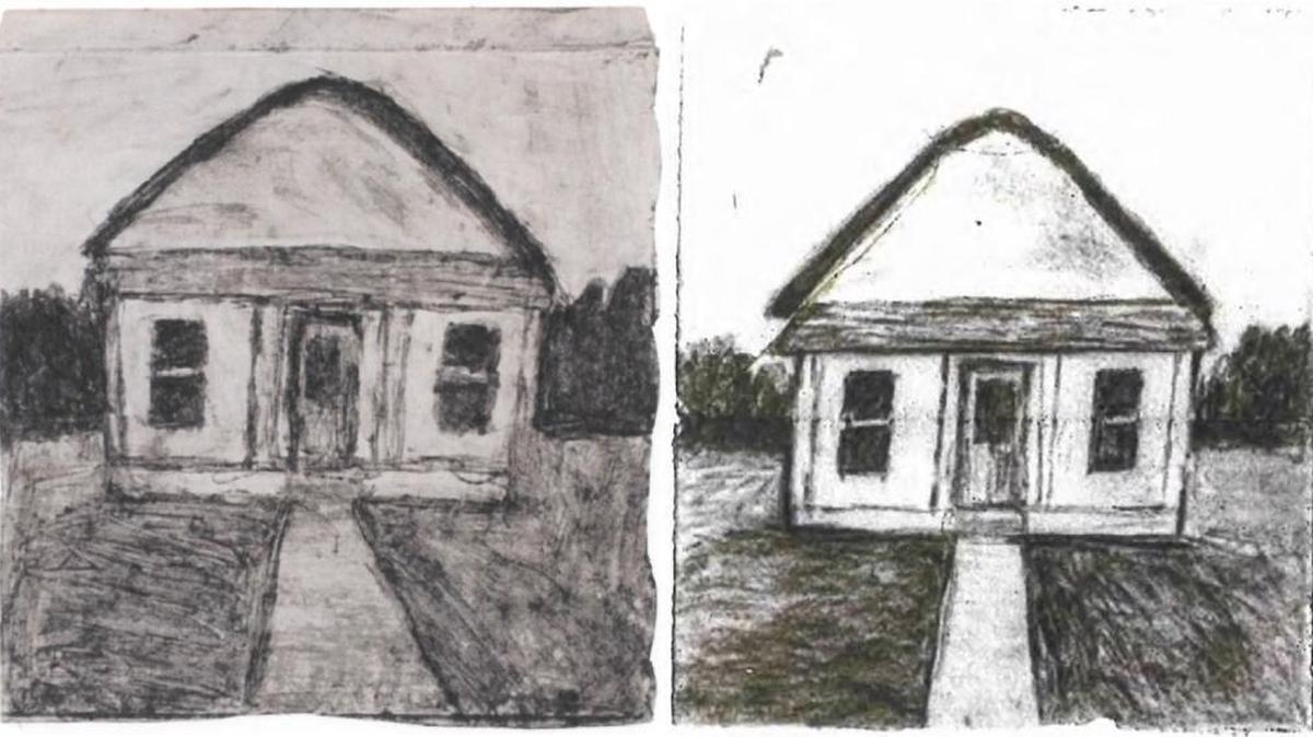 At left, a work by Boise artist James Castle. At right, an illustration by Allen Say included in "Silent Days, Silent Dreams."