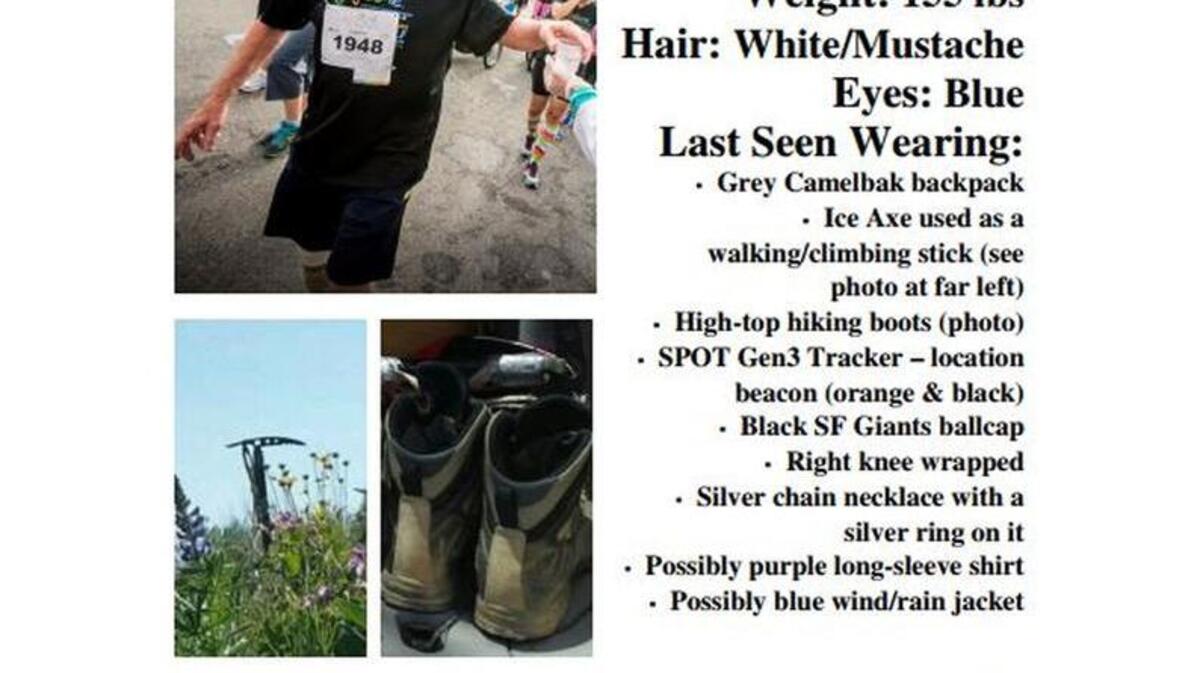 The family of Jack Thomas released this poster and are hanging it up at trail heads to encourage hikers to keep an eye out for the missing man.