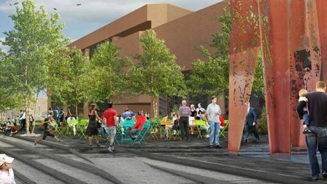 Boise’s Arts and History Commission, which includes a student member, helped choose the artwork depicted in this rendering that will adorn the plaza in front of City Hall.