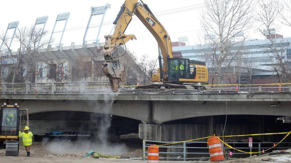 Crews have finished demolishing the Broadway Bridge, shown here in early January. Broadway Avenue remains closed from Myrtle Street on the north side of the Boise River to Cesar Chavez Lane on the south side, near University Street. The new bridge is scheduled to open this fall.