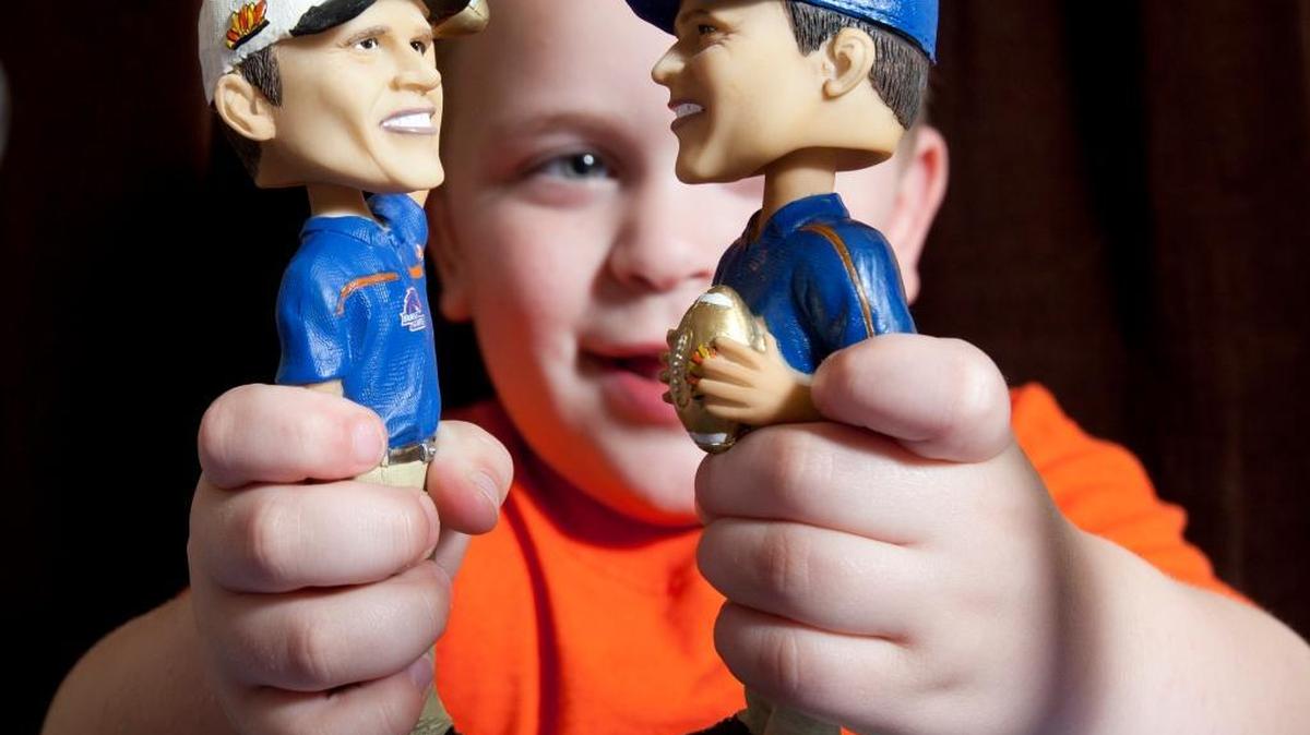 In this photo from 2011, Achilles Cook’s two bobblehead Coach Petes had back-and-forth conversations with each other.