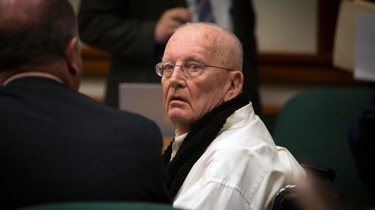 In this March 13 photo, the Rev. W. Thomas Faucher, 72, was at a hearing at the Ada County Courthouse in Boise. After being handcuffed, Faucher was taken from the courtroom in his wheelchair and taken to the Ada County Jail. On Friday morning, he sought a reduction in the $1 million bond.