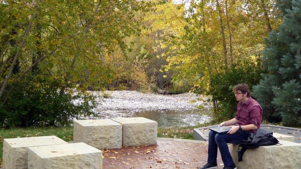 A new place for quiet reflection in Julia Davis Park, the first of four “River Nodes” that will be installed as money becomes available.