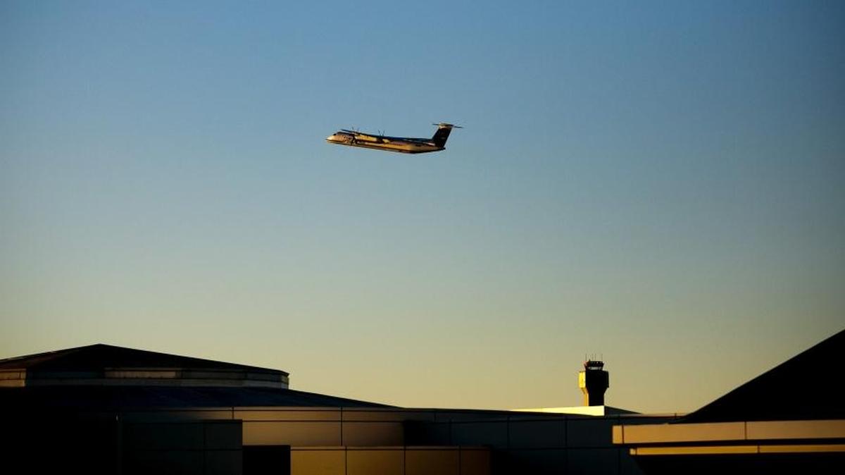 A plane takes off from Boise Airport in September 2016.