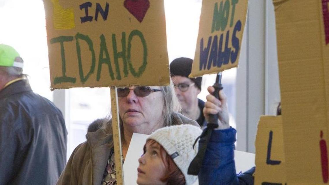 More than 600 people gathered at the Boise Airport on Jan. 29 to voice opposition to President Donald Trump executive order on immigration.