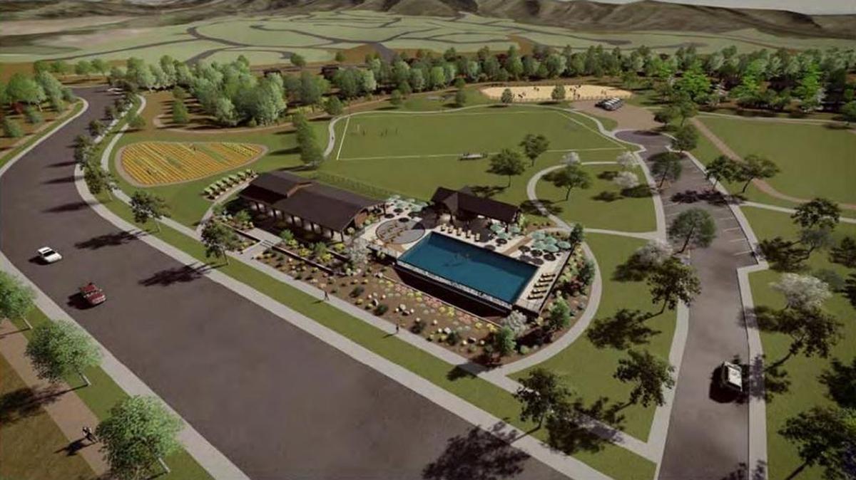One of the Dry Creek Ranch Planned Community’s village centers would share recreational facilities with an elementary school, the land for which would be donated to the West Ada School District.