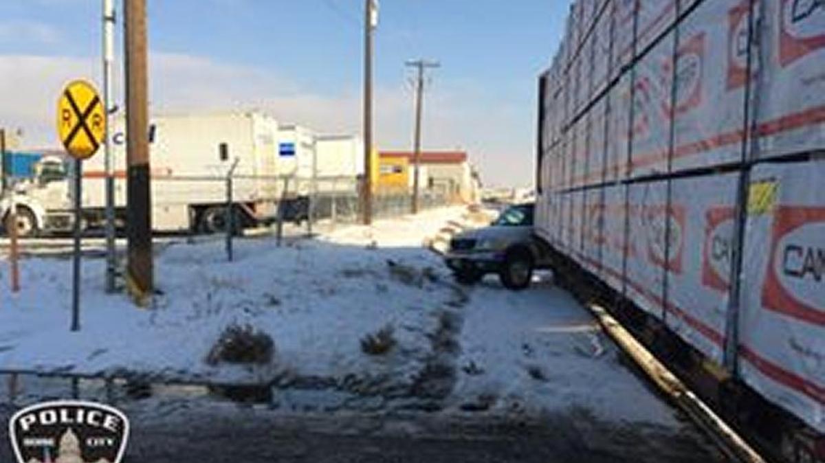 Boise police investigated this vehicle-train crash near the airport Wednesday afternoon.
