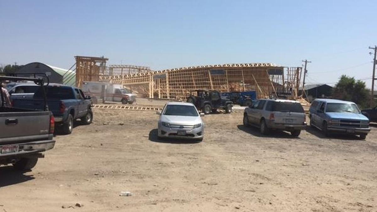This onion storage building under construction in Parma collapsed Wednesday afternoon, reportedly injuring six workers.