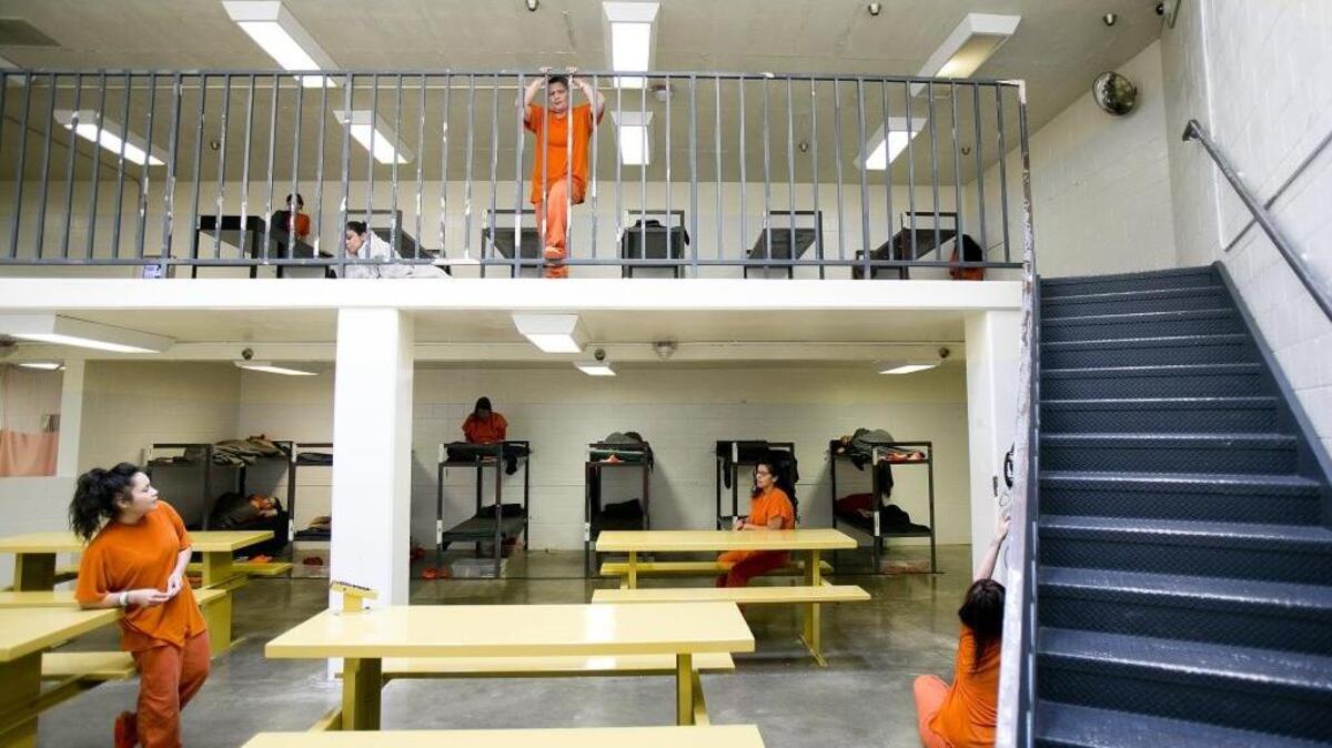 Female inmates spend time in Unit L of the Pod 3 women's detention area of the Canyon County Jail.