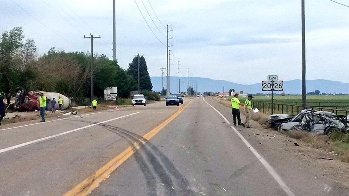 A vehicle and a cement truck collided on US20/26 Thursday.