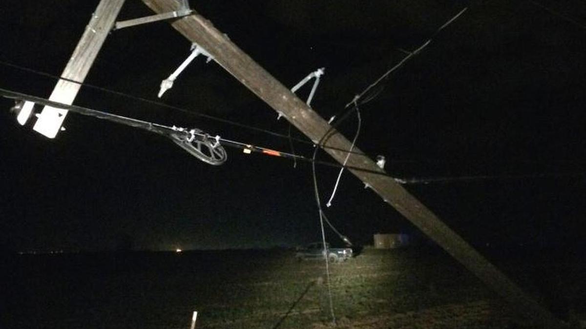 The Ada County Sheriff’s Office distributed this photo of the aftermath of a one-vehicle crash that knocked down a power pole on Ten Mile Road early Monday.