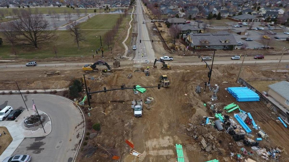Ada County Highway District is preparing to widen the Ustick and Meridian roads intersection. The northern leg of the intersection will be closed March 17 - 20 so crews can replace pipes and utilities under the road. Utility replacement on the southern leg, shown here, has been completed.