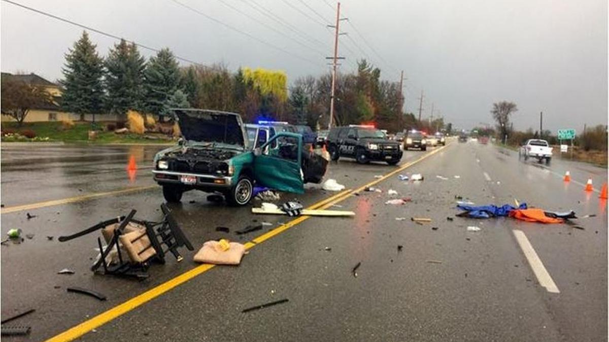 Three people were hospitalized after this crash that closed two lanes of Idaho 44 west of Eagle Road Monday afternoon.