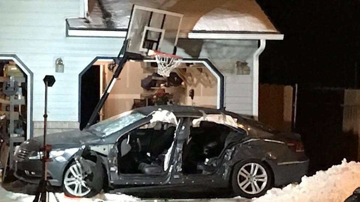 The Hartley family’s Volkswagen CC was destroyed after police used an armored vehicle to ram the car and then shot at the man who stole it.