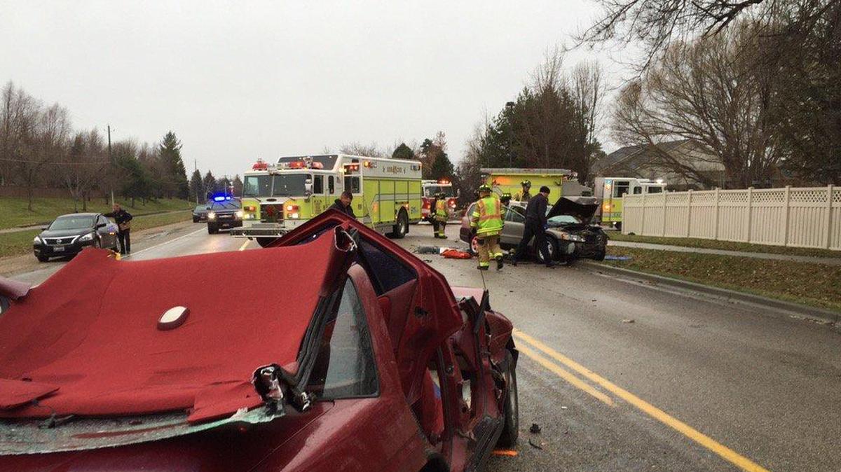 The Eagle Fire Department tweeted this photo of a head-on crash that injured both drivers on Horseshoe Bend Road north of Hill Road late Friday afternoon.