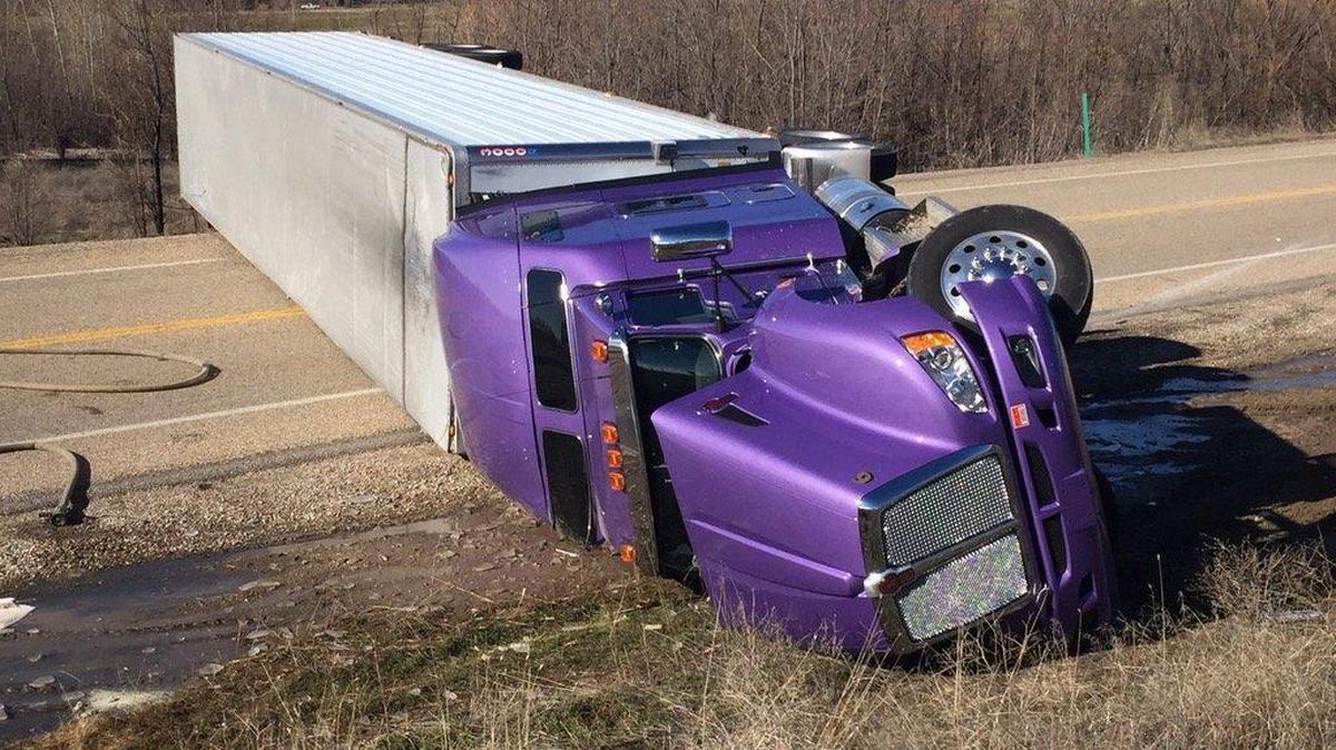 This tractor-trailer blocked Idaho 16 for several hours Tuesday after the driver lost control, investigators said.
