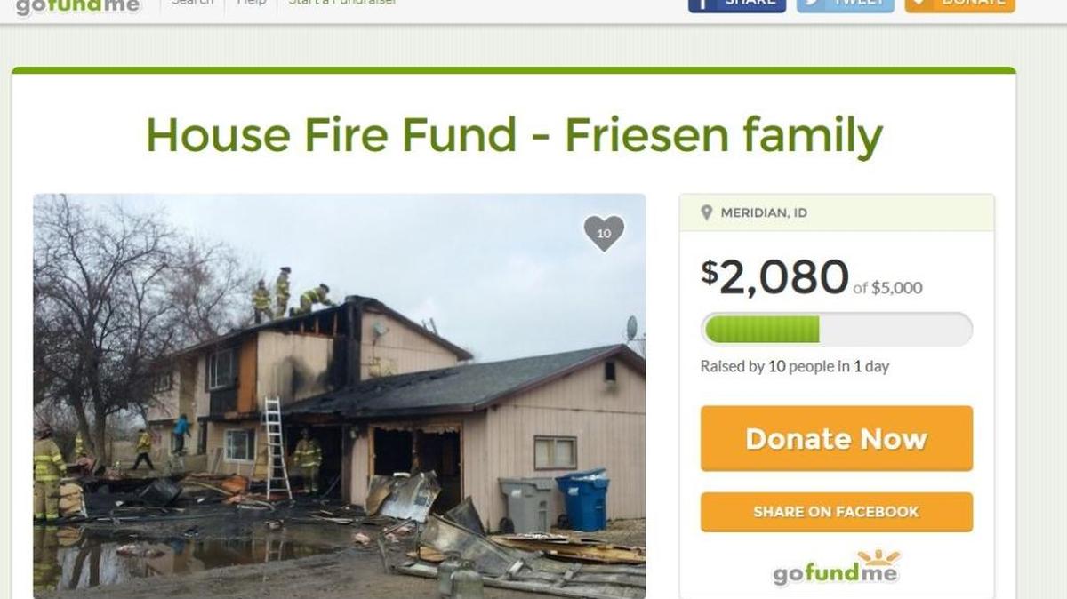 This Meridian house and its contents were badly damaged by a weekend fire, and a friend has set up a fund to help the displaced residents.