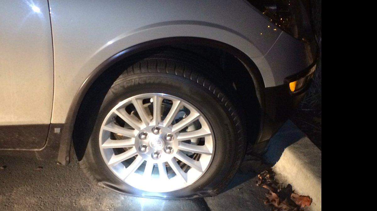 The Ada County Sheriff's Office posted this photo of one of the slashed tires.