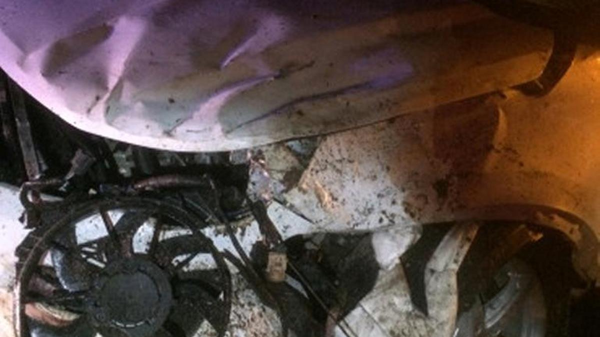 A Toyota 4-Runner was severely damaged when it rolled on Meridian Road this past weekend and slammed into a power pole.