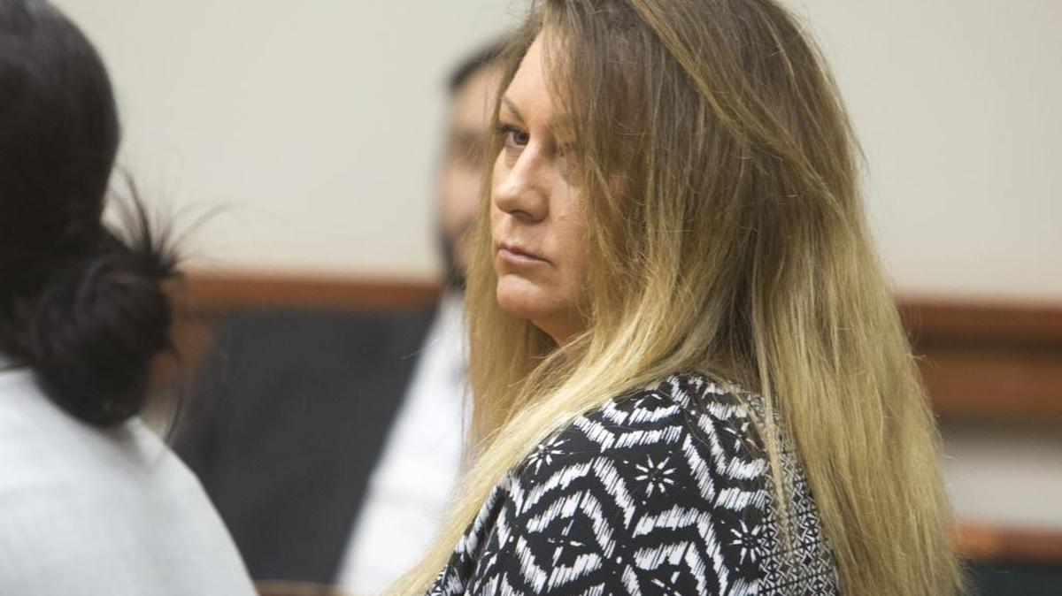 Defendant April Rice during an April 4 court hearing.