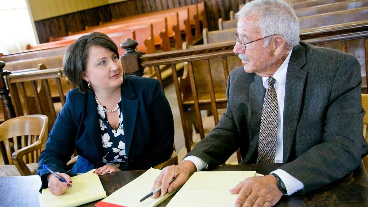 Then-Boise County Prosecutor Jolene Maloney (left) and Chief Deputy Prosecutor Jay Rosenthal at the Boise County Courthouse in Idaho City in June 2015.