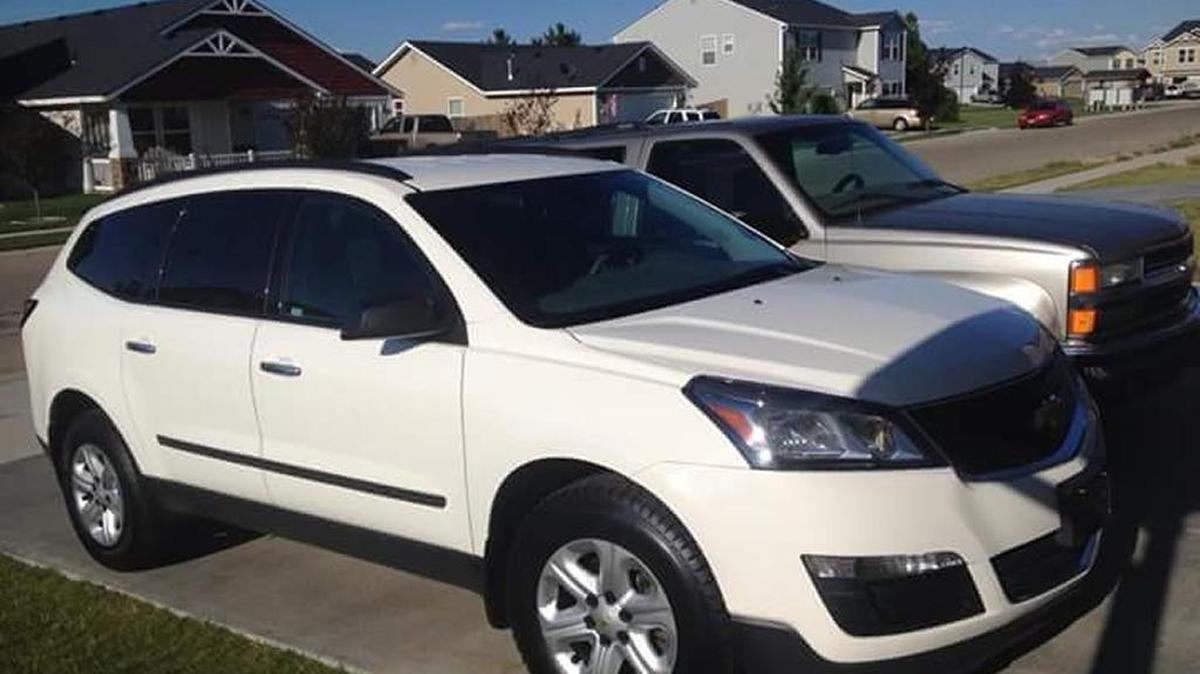 The 2014 Chevy Traverse stolen from Alexandria Music was parked in this spot in the driveway when it was stolen late on New Year’s Eve.