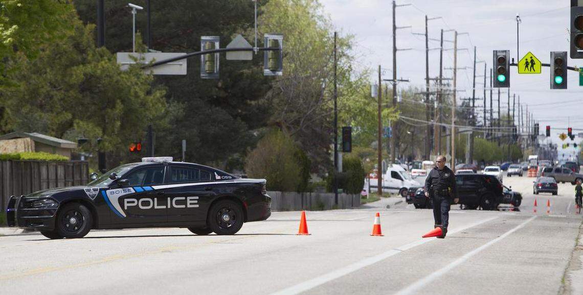 Police blocked off a two-block area on Ustick Road and N. McKinney Street in Boise Thursday, April 27, 2017 in response to a report of multiple gunshots in the area.
