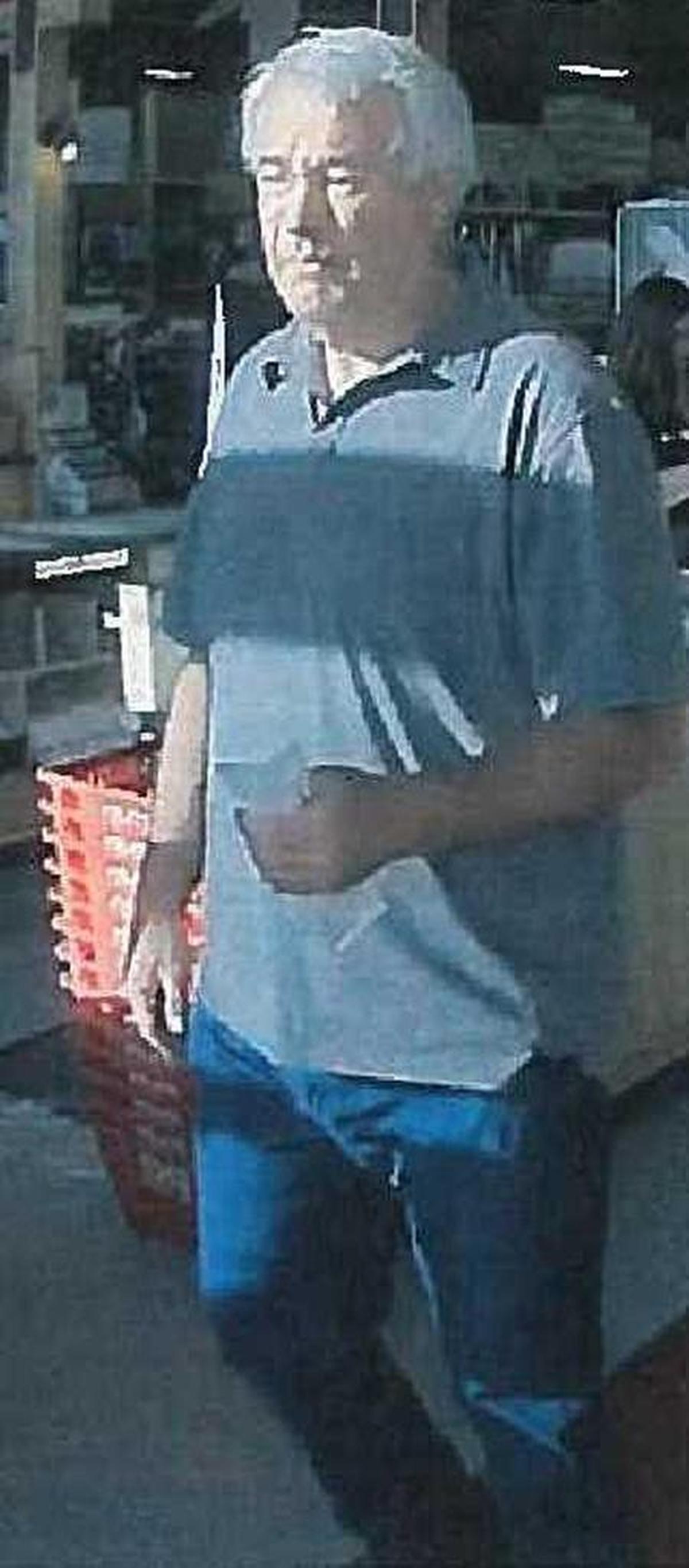 One of two surveillance pictures of Gerald M. “Mike” Bullinger released Monday.