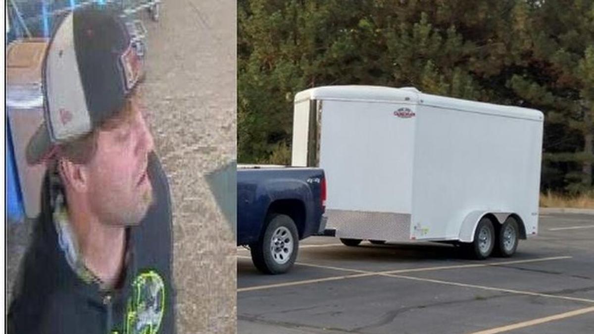 This man, caught by a surveillance camera, is suspected of stealing an Idaho Fish and Game cargo trailer.