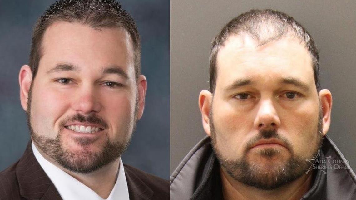 Former Idaho Rep. Brandon Hixon’s legislative photo, left, and mugshot from an Ada County DUI arrest in December 2017.