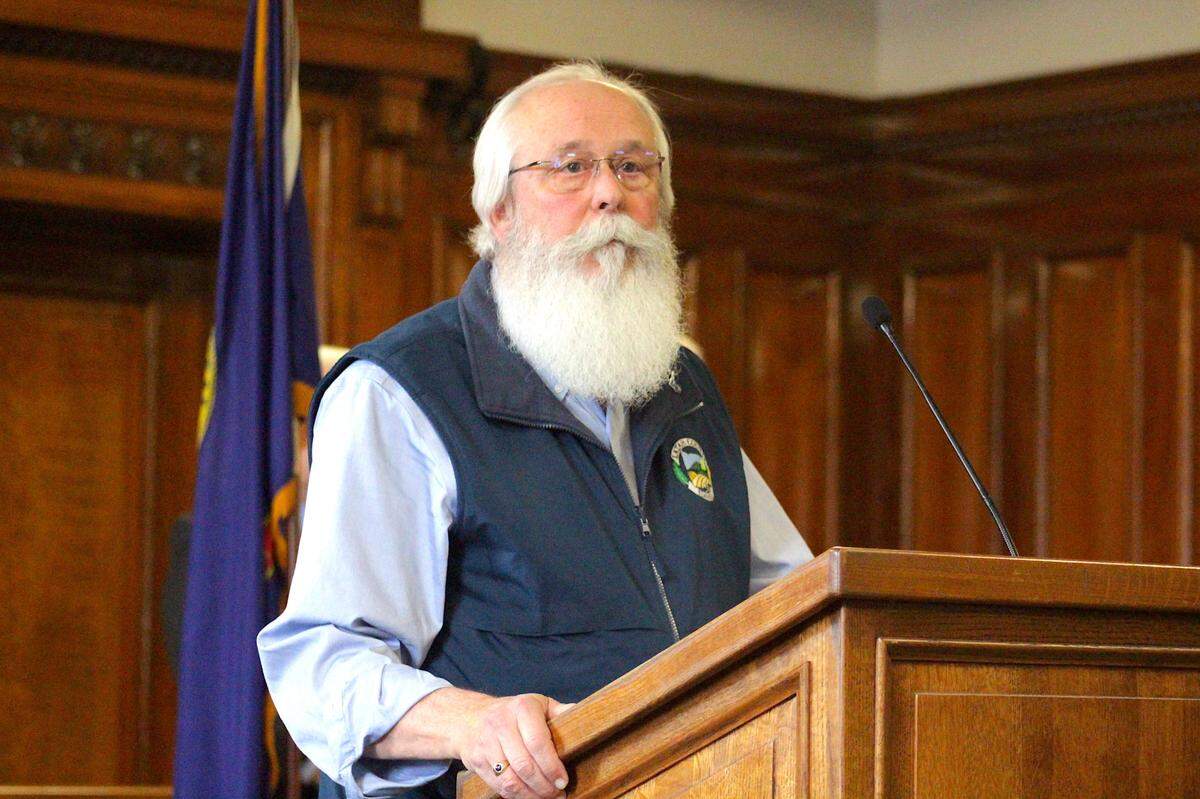 Latah County Prosecuting Attorney Bill Thompson speaks at a press conference Friday on the investigation into the stabbing deaths of four University of Idaho students near campus Nov. 13. Authorities arrested 28-year-old Bryan Christopher Kohberger in connection with the homicides early Friday morning at a home in Monroe County, Pennsylvania. Kohberger is a graduate student at Washington State University in Pullman.