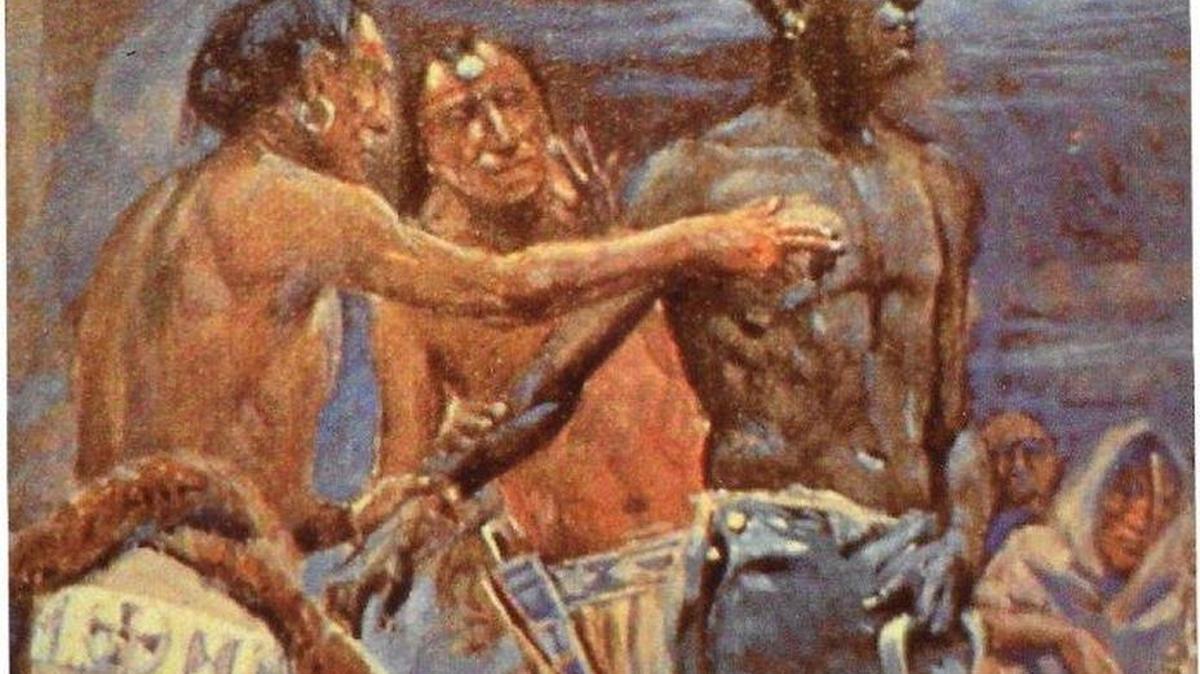 York of the Lewis and Clark expedition, depicted in a painting by C.M. Russsell, was the first black man that American Indians ever saw.