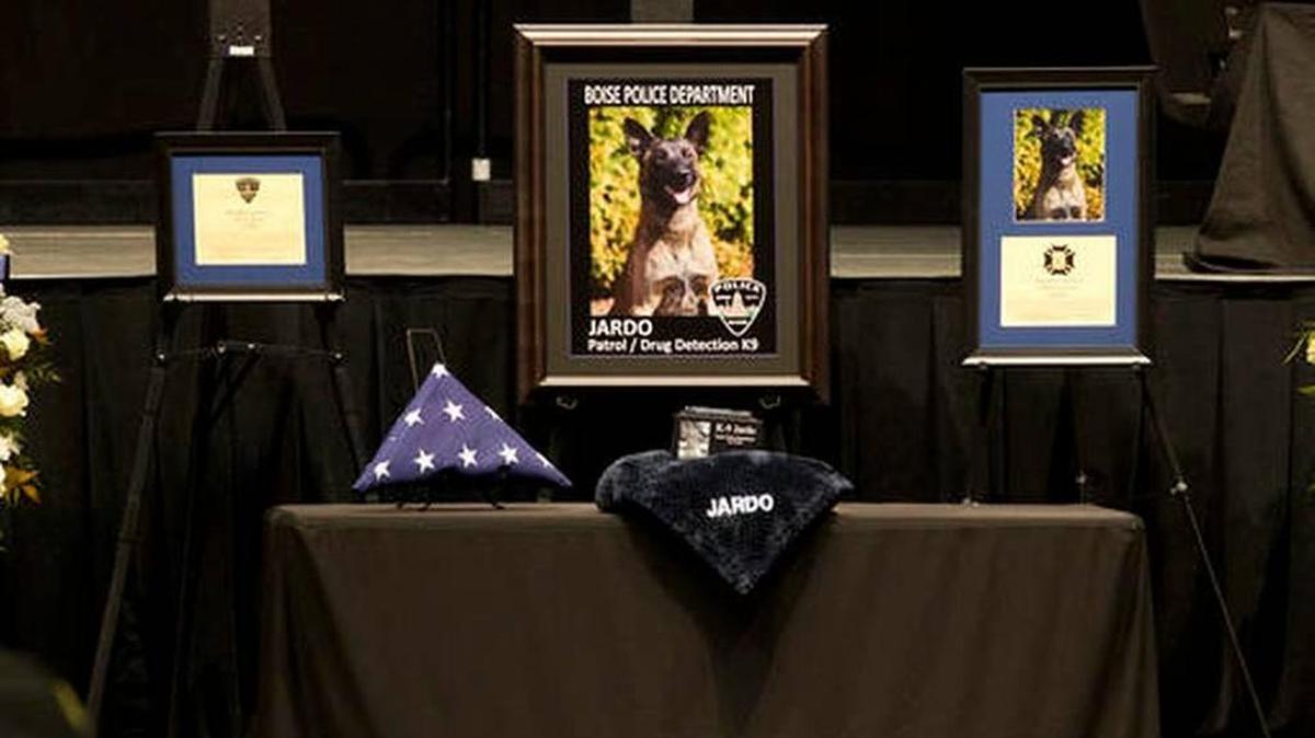Boise police dog Jardo was honored at a Taco Bell Arena funeral service that drew an estimated 1,500 people. The Belgian Malinois was reportedly the fourth Idaho police K9 to die in the line of duty in the past 21 years.